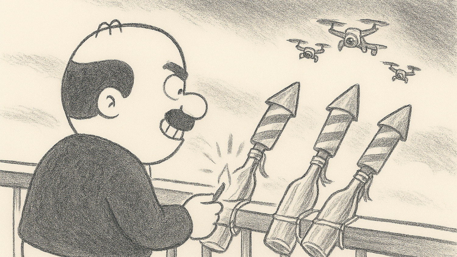 Komischer Kauz: Was macht Herlicek mit Silvesterraketen auf seinem Balkon?