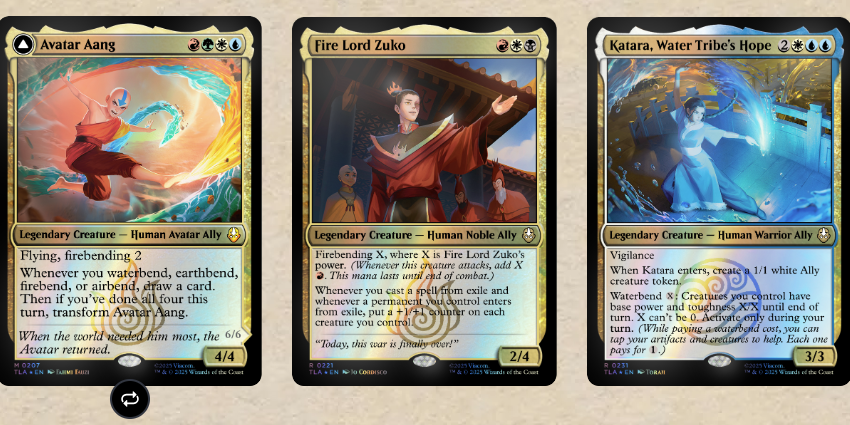 Erster Blick auf die Karten des kommenden Avatar-Sets.