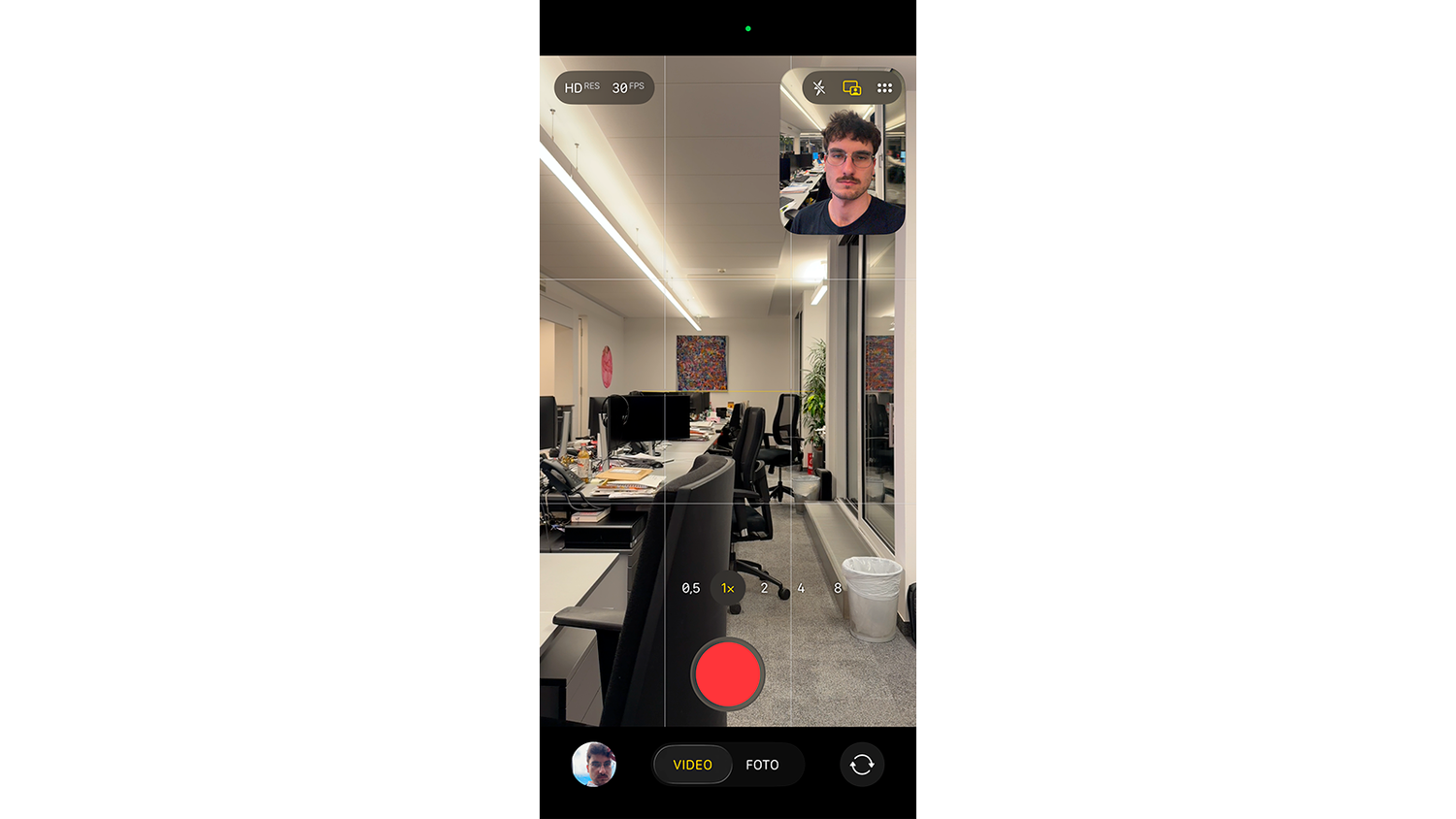 So sieht die doppelte Videoaufnahme aus. 