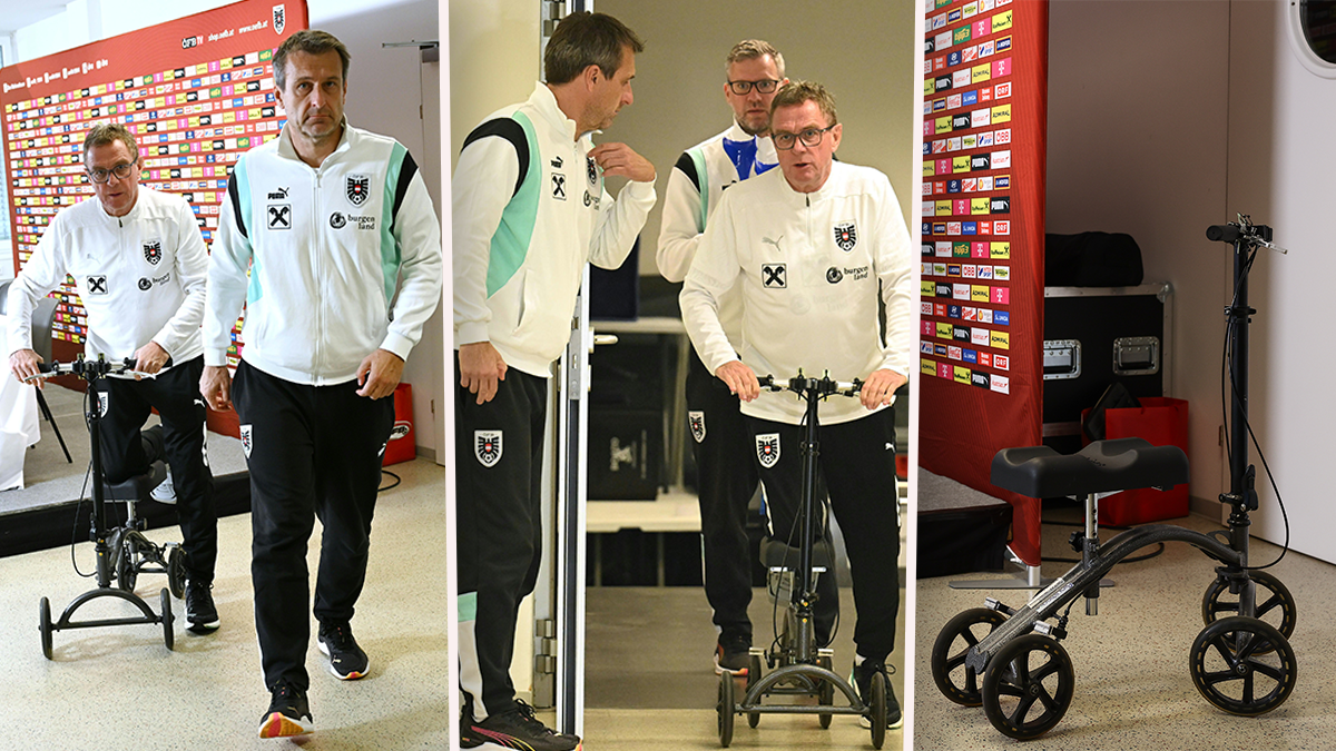 ÖFB-Teamchef Ralf Rangnick auf seinem neuen Vierrad. 