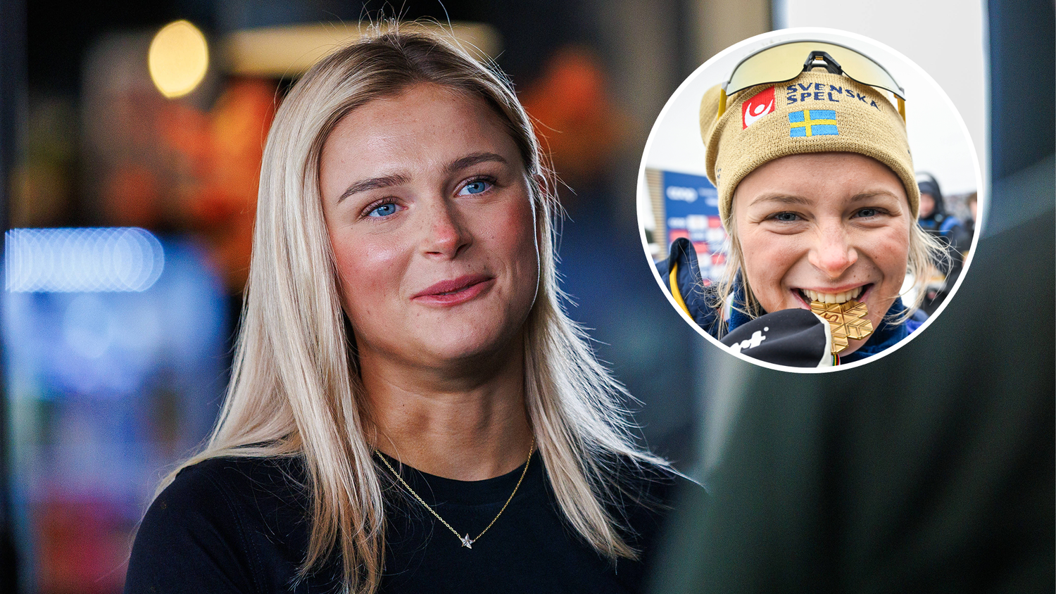 Frida Karlsson hat zum ersten Mal öffentlich über ihren Stalker gesprochen. Rechts: Mit der Goldmedaille bei der WM 2025 in Trondheim.