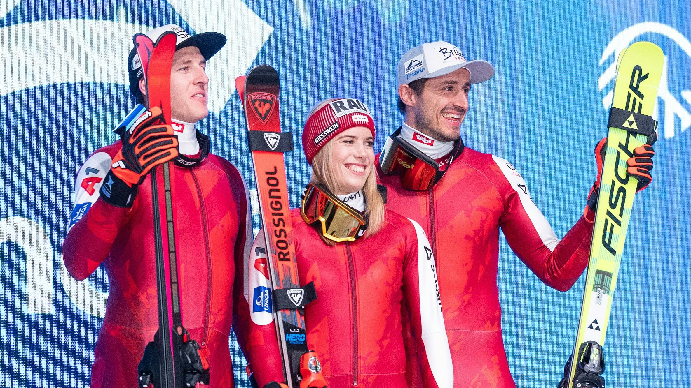 Raphael Haaser, Katharina Liensberger und Stefan Brennsteiner.