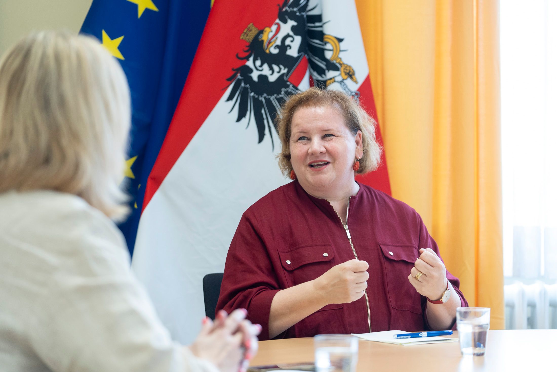 Arbeits- und Sozialministerin Korinna Schumann (SPÖ) im Interview mit 