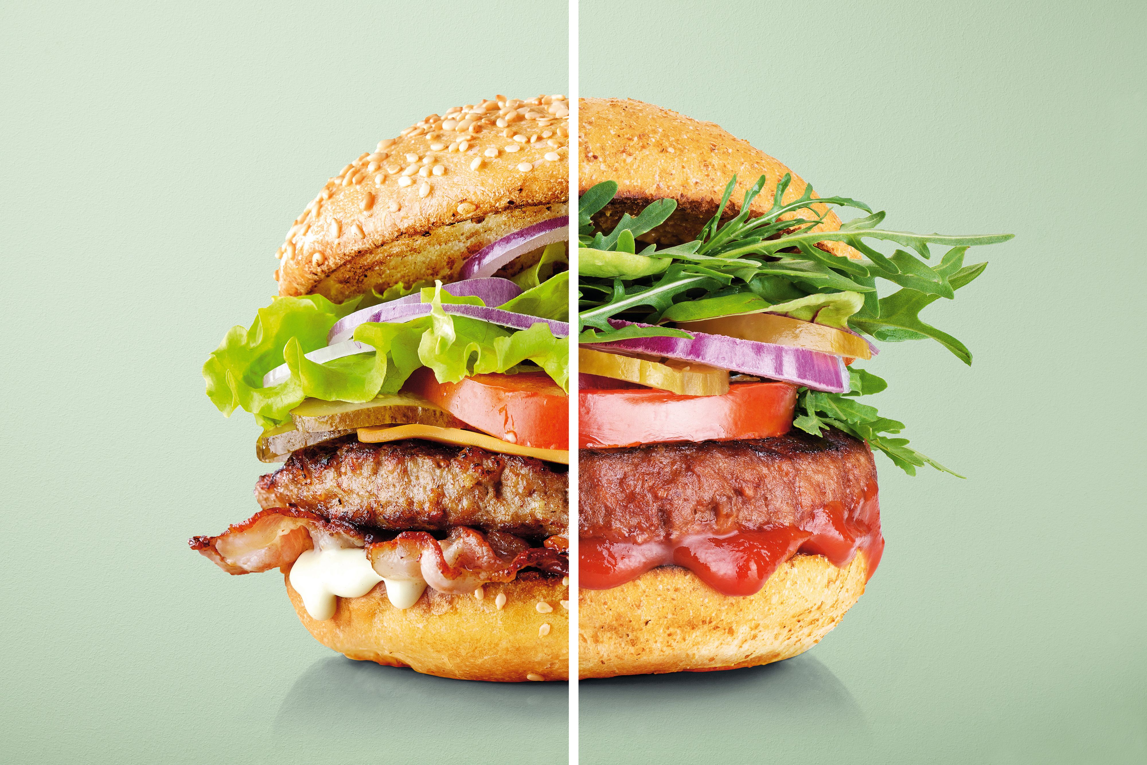 Mit Fleisch (l.) – oder ohne? Immer mehr verzichten zumindest zeitweise auf tierisches Eiweiß bzw. tierische Produkte.