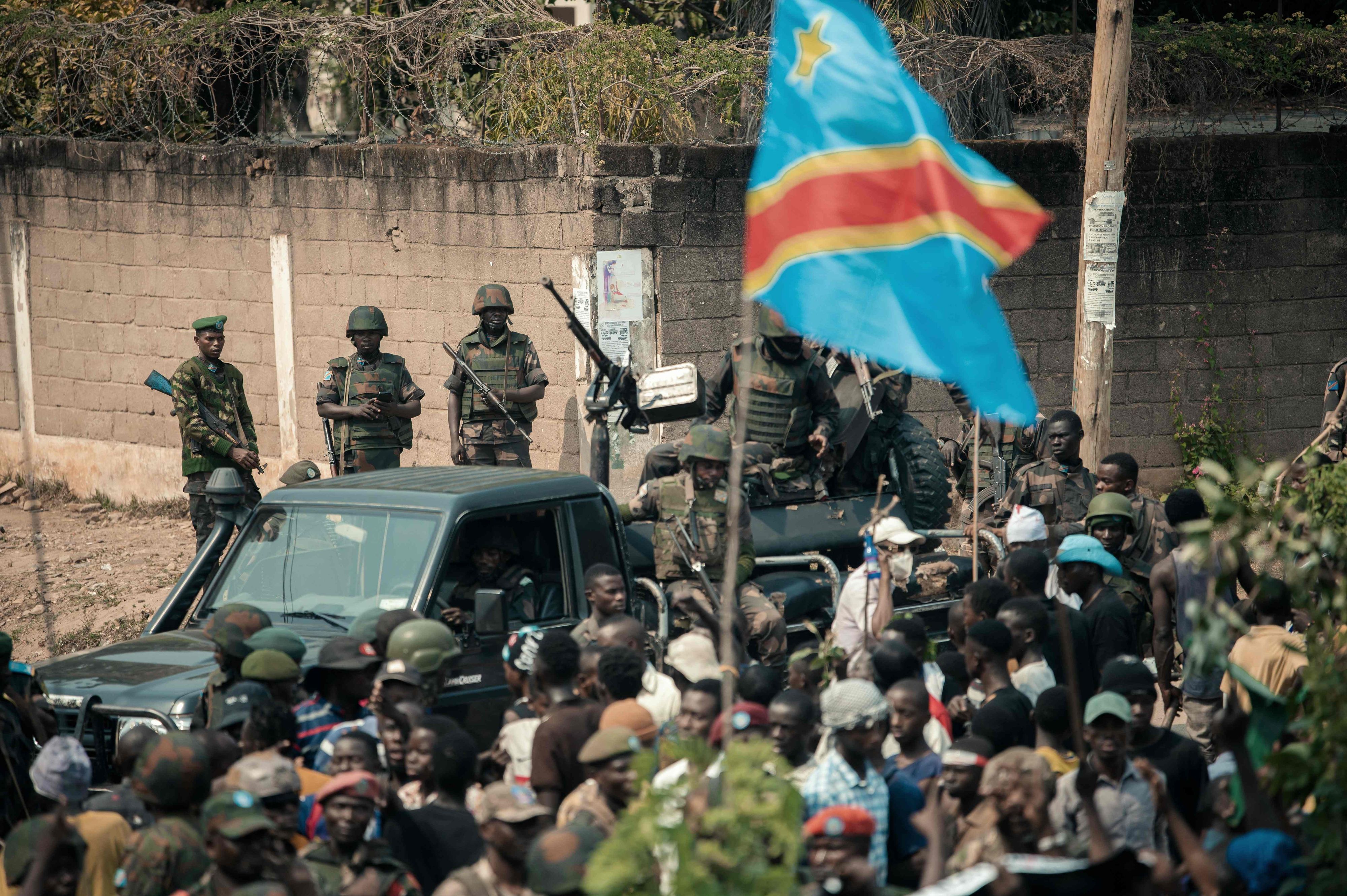Soldaten der Demokratischen Republik Kongo während einer Demonstration in Uvira am 8. September 2025.