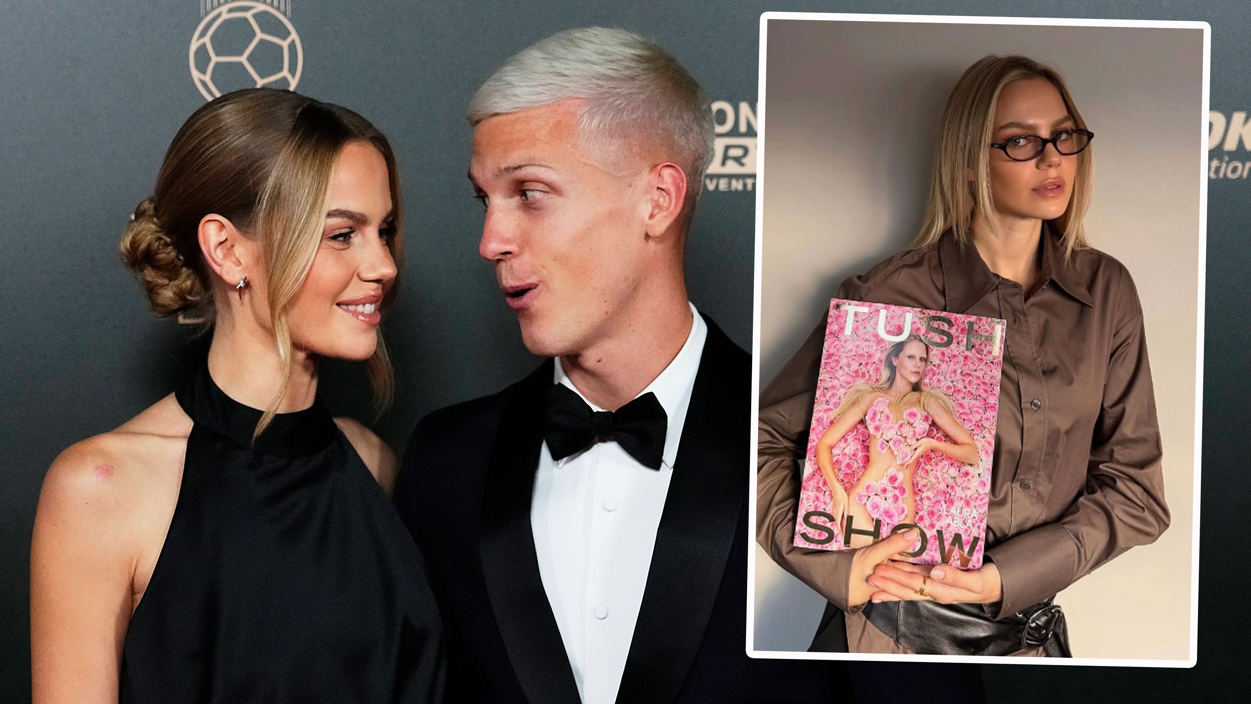 Laura Abla und Dani Olmo jubeln über das Covershooting.