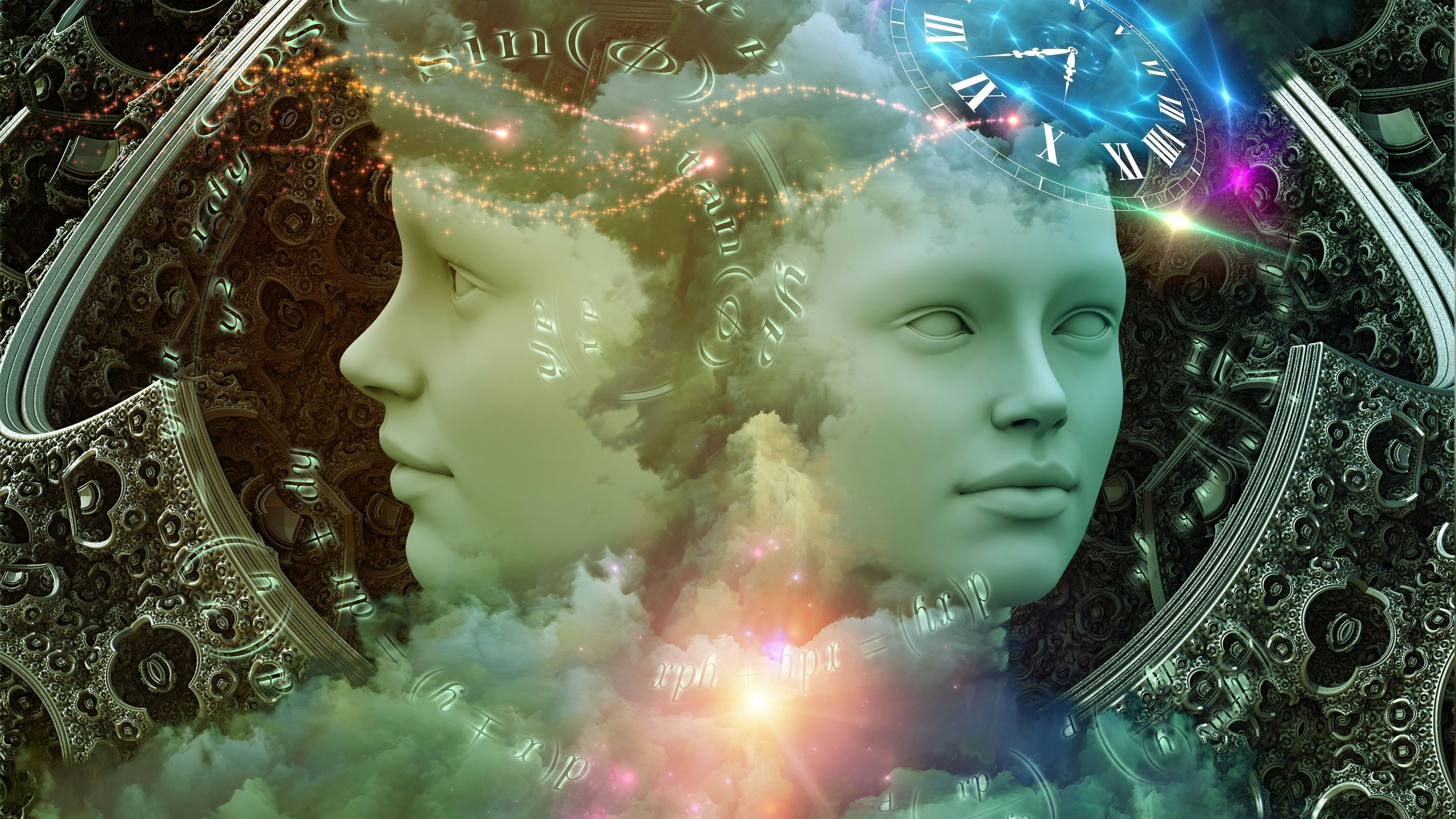Dreaming Intellect series. Background design of human face and technological elements on the subject of mind, reason, intelligence and imagination