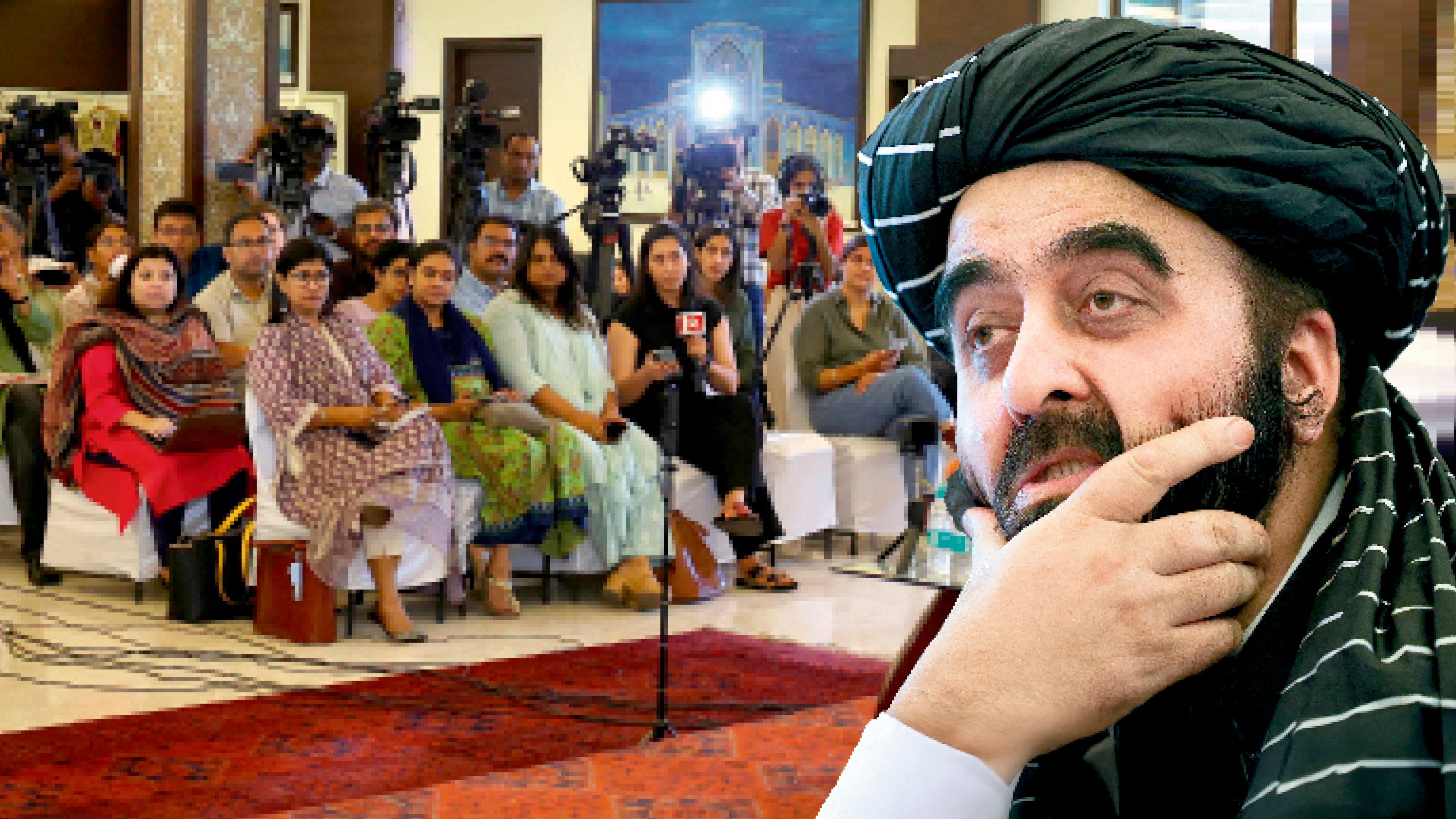 Taliban-Minister Amir Khan Muttaqi musste sich in Indien den Fragen weiblicher Reporter stellen