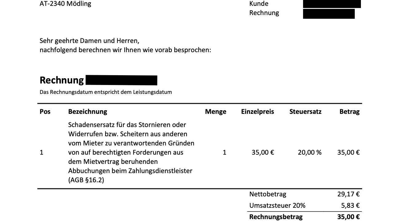 Diese Rechnung über 35 Euro erhielt Wolfgang W.