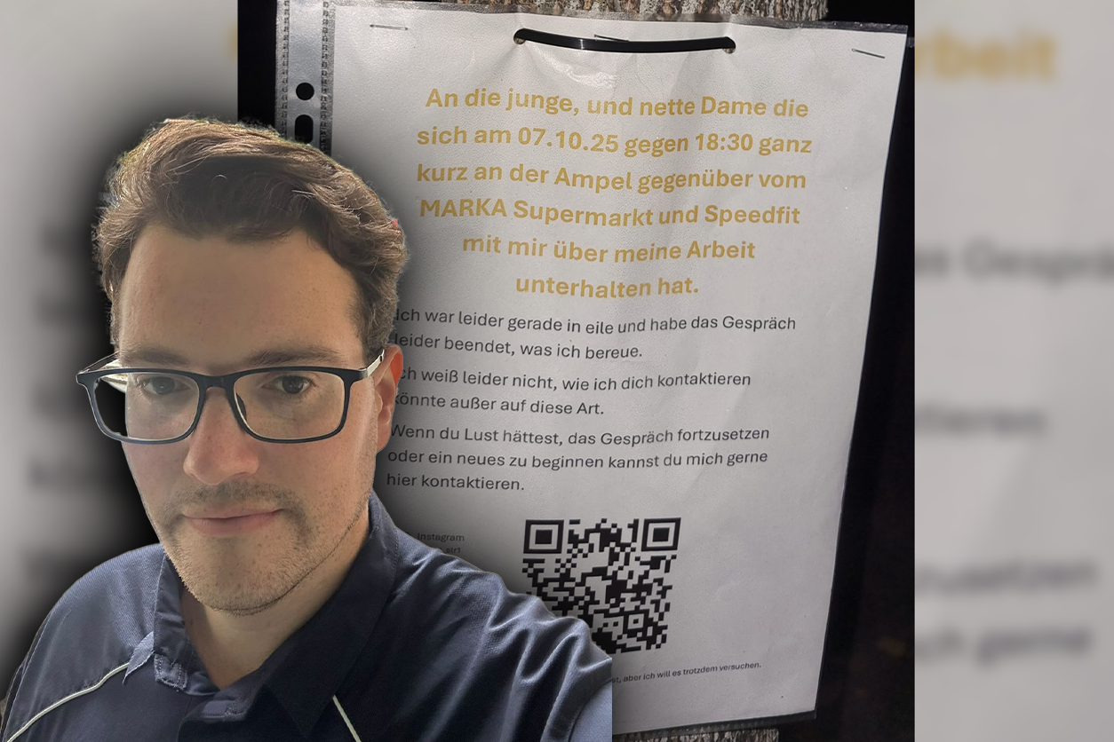 Florian (35) versucht per Brief die Dame wiederzufinden.