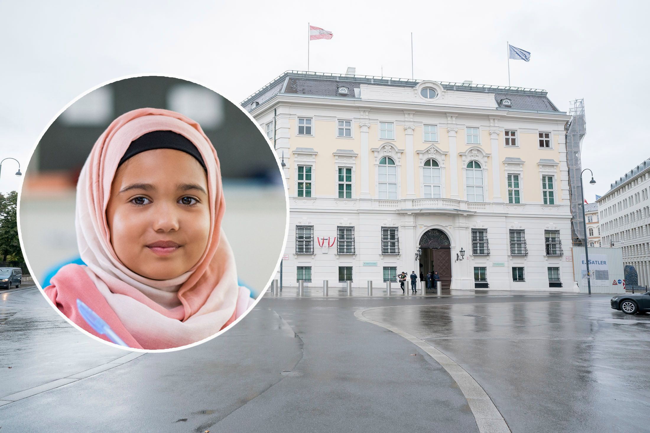 Ab dem Sommersemester soll das Kopftuchverbot an Schulen kommen – Demonstranten protestieren am Ballhausplatz.
