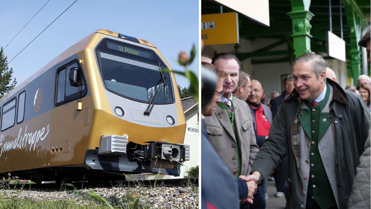 FPNÖ-Verkehrssprecher Hubert Keyl (r.) am neuen Bahnhof.