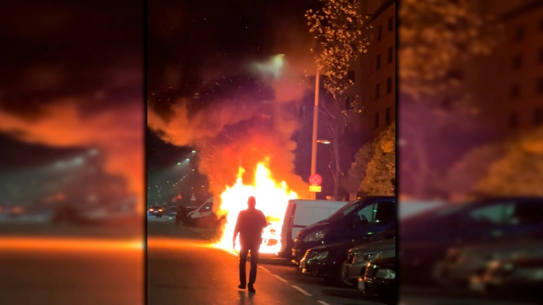 Heute.at - Feuer-Inferno! Mercedes brennt in Wien völlig ab
