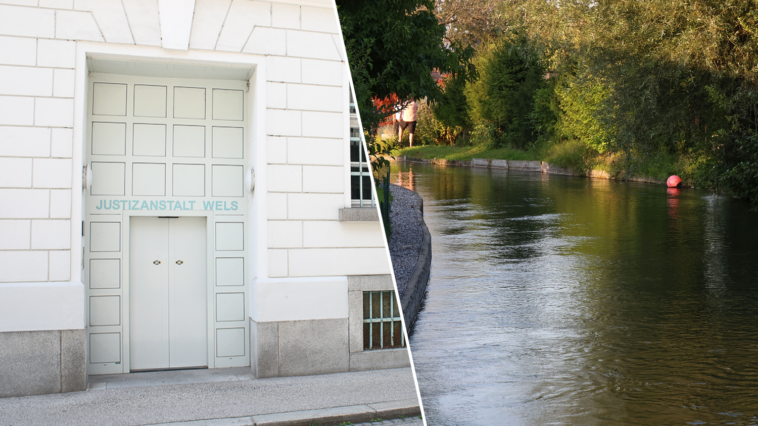 Der mutmaßliche Einbrecher (22) sprang bei der Flucht in den Mühlbach – jetzt sitzt er in der Justizanstalt Wels (l.).