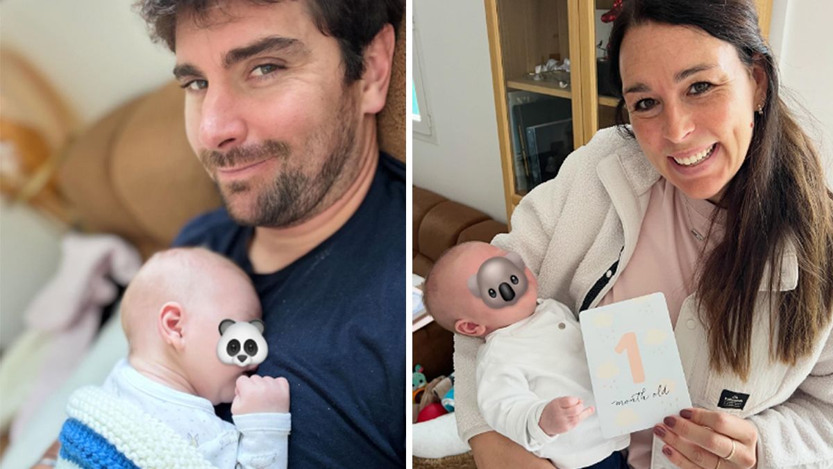 Nastasia Noens und Maxence Muzaton mit ihrem Neugeborenen.