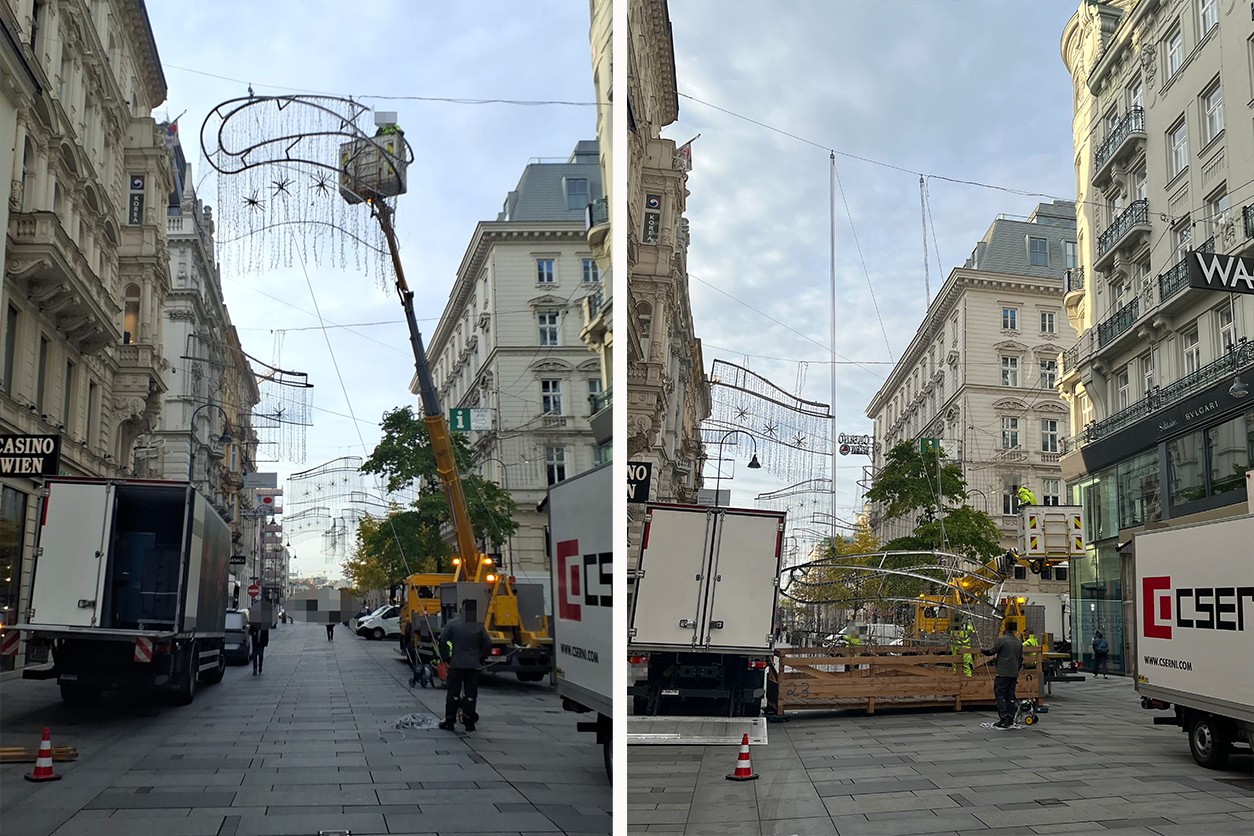 Über den Besuchern der Kärntner Straße glitzert und funkelt es bereits.
