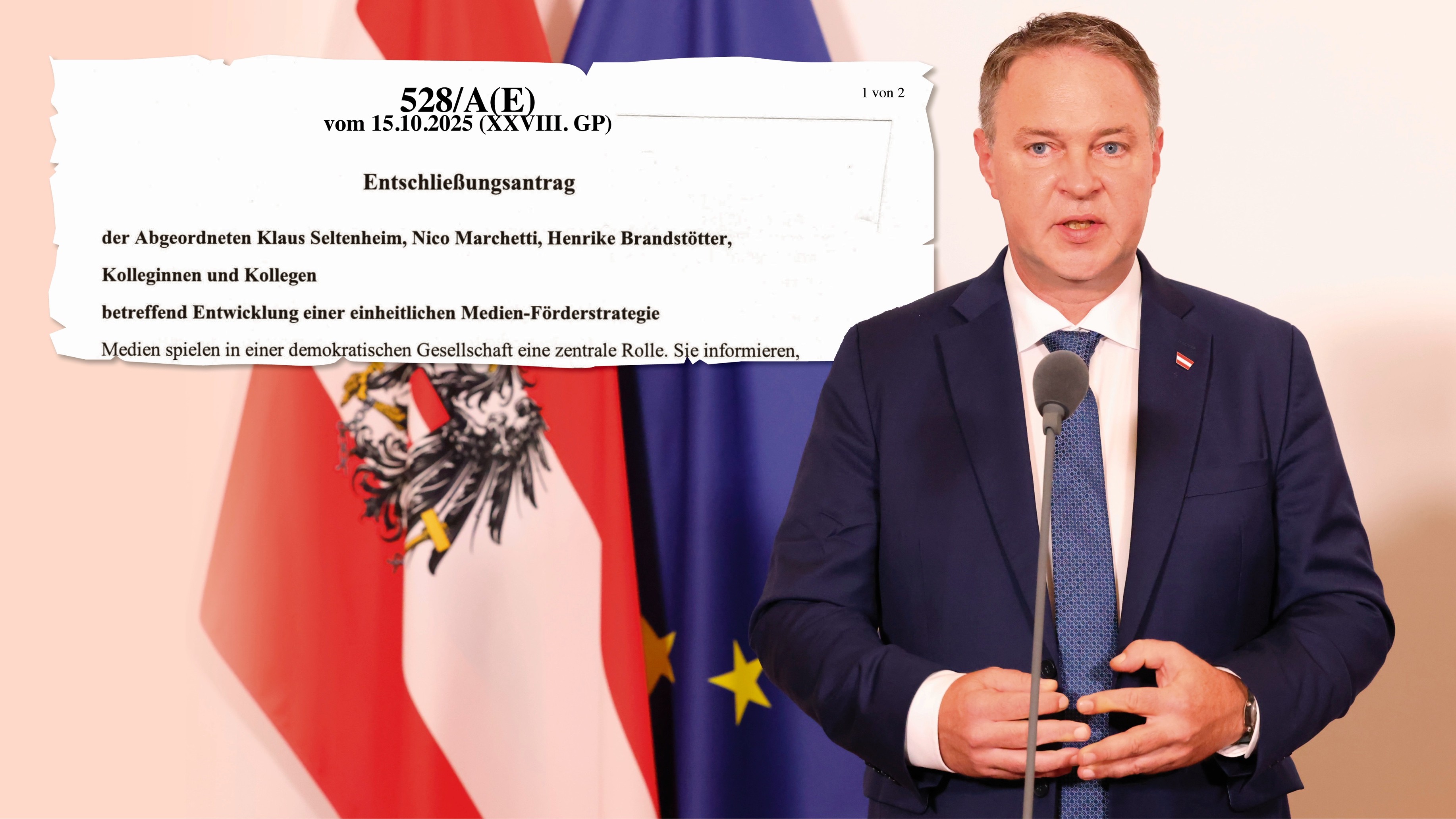 Medienminister Andreas Babler soll neue Medienförderung auf den Weg bringen.