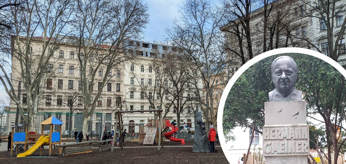 Vor dem Kinderspielplatz in der Wiener City steht sogar eine Büste von Gmeiner.