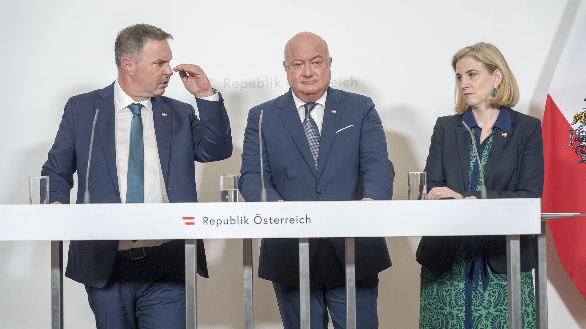 Andreas Babler, Christian Stocker und Beate Meinl-Reisinger