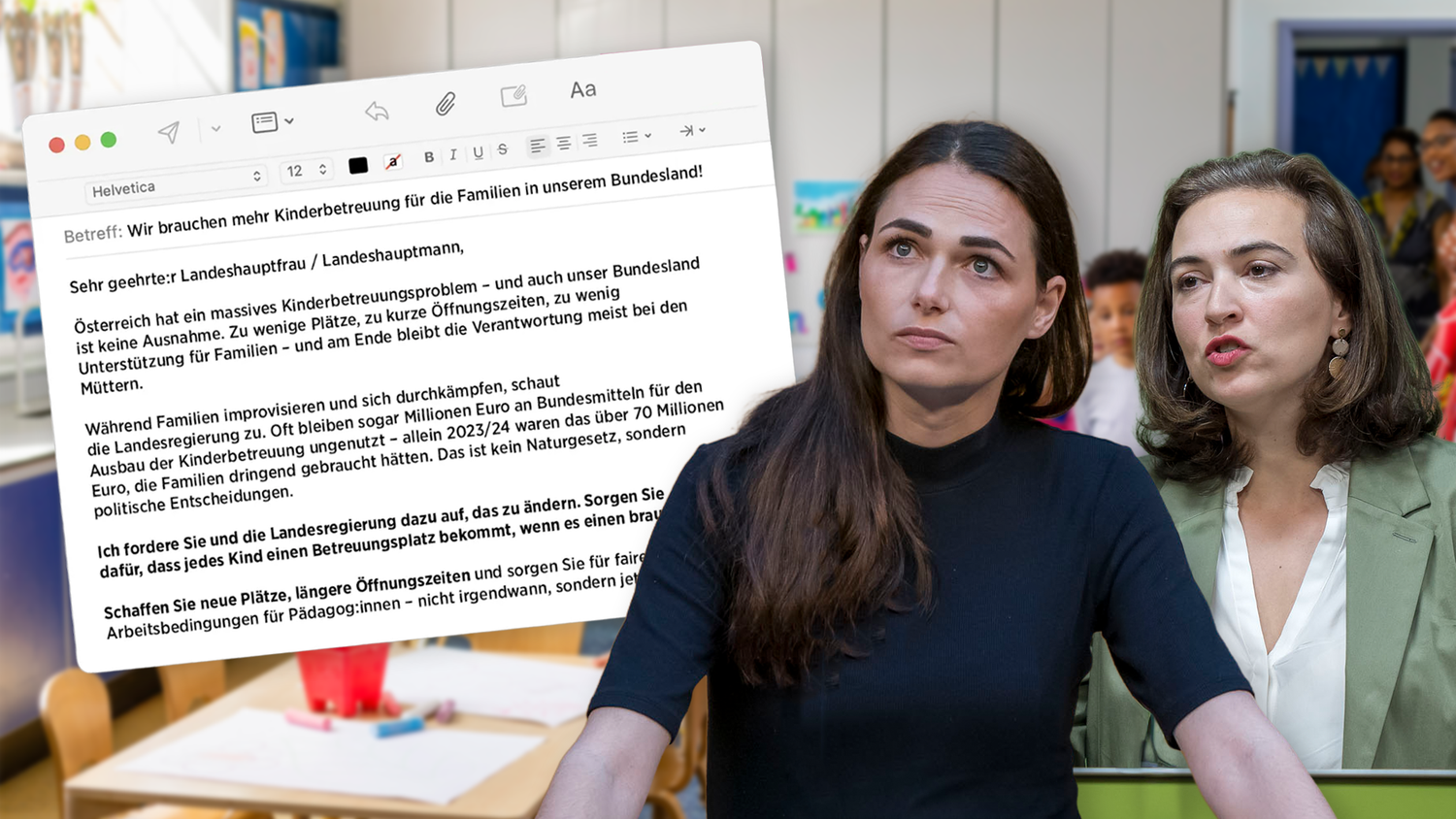 Die Grünen machen kritisieren die aktuellen Zustände in der Kinderbetreeung scharf.