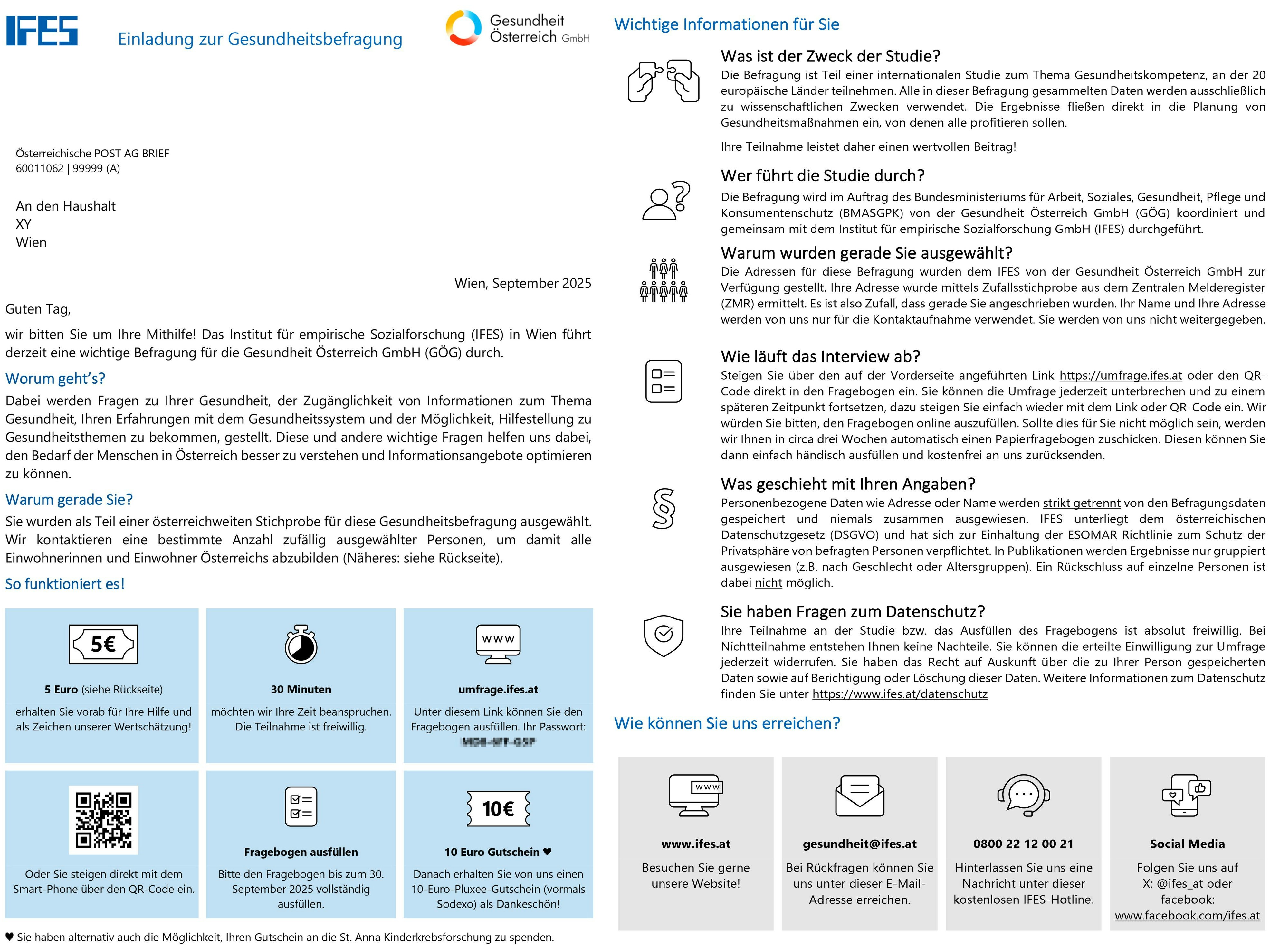 So sieht der Brief aus, der samt Geldschein ins Haus flattert.