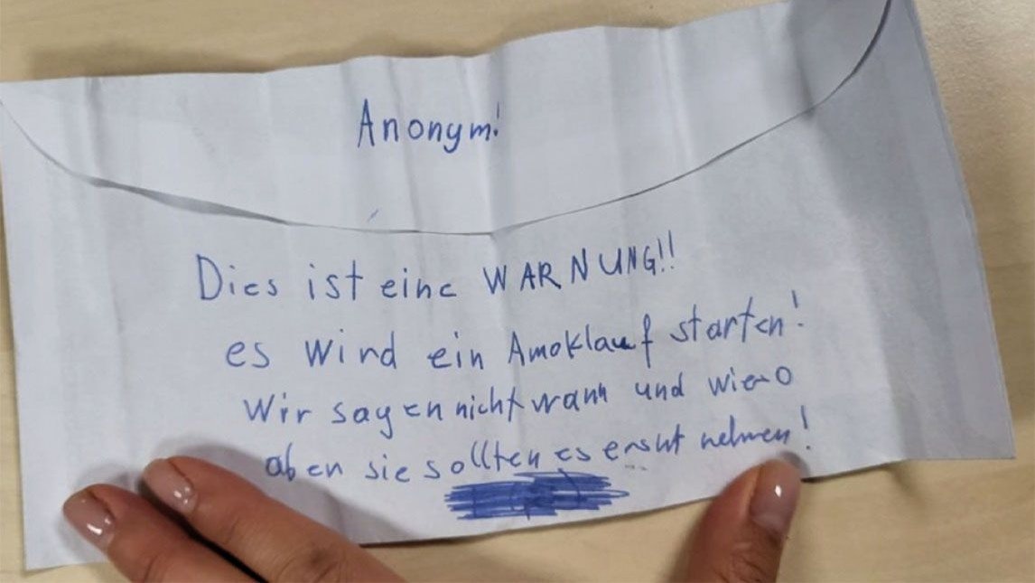 Amokdrohung: Bei anonymen Schreiben wird versucht zu beurteilen, ob die Drohung ernst gemeint ist oder nicht.