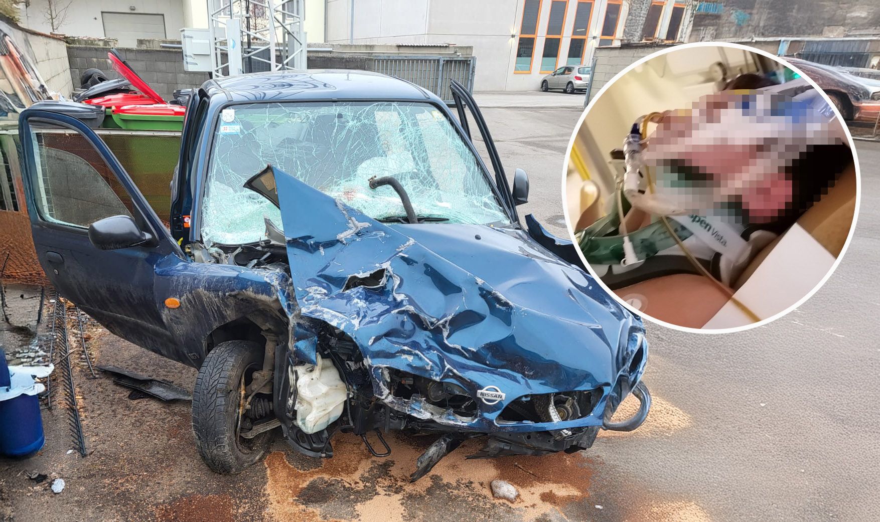 Max (r.) lag eine Woche lang im künstlichen Koma, das Auto der Unfall-Verursacherin war ein Totalschaden.