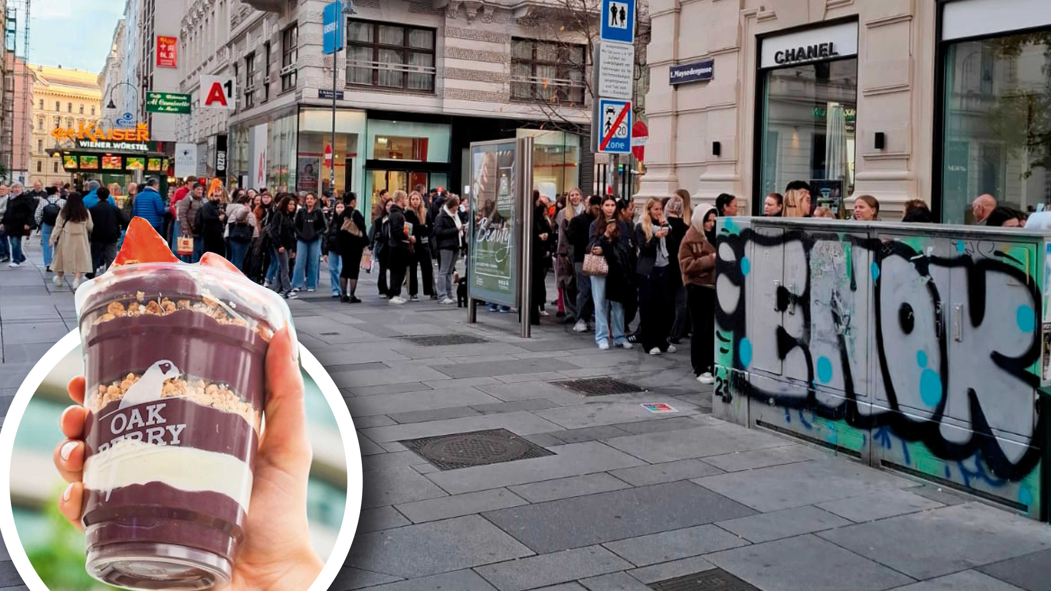 Am 1. November standen die Menschen Schlange für eine Acai Bowl bei 