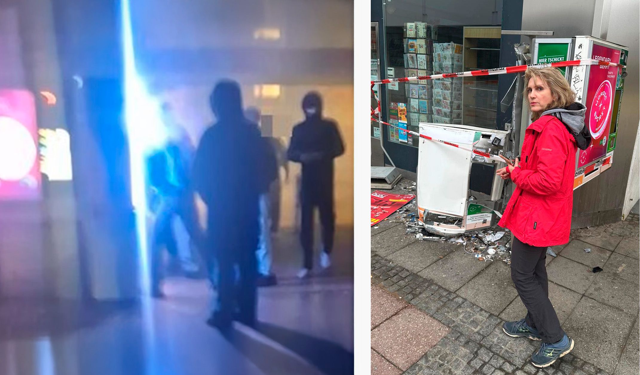 Die schockierte Anwältin Astrid Wagner am Tatort in ihrem Wohnbezirk (r.)