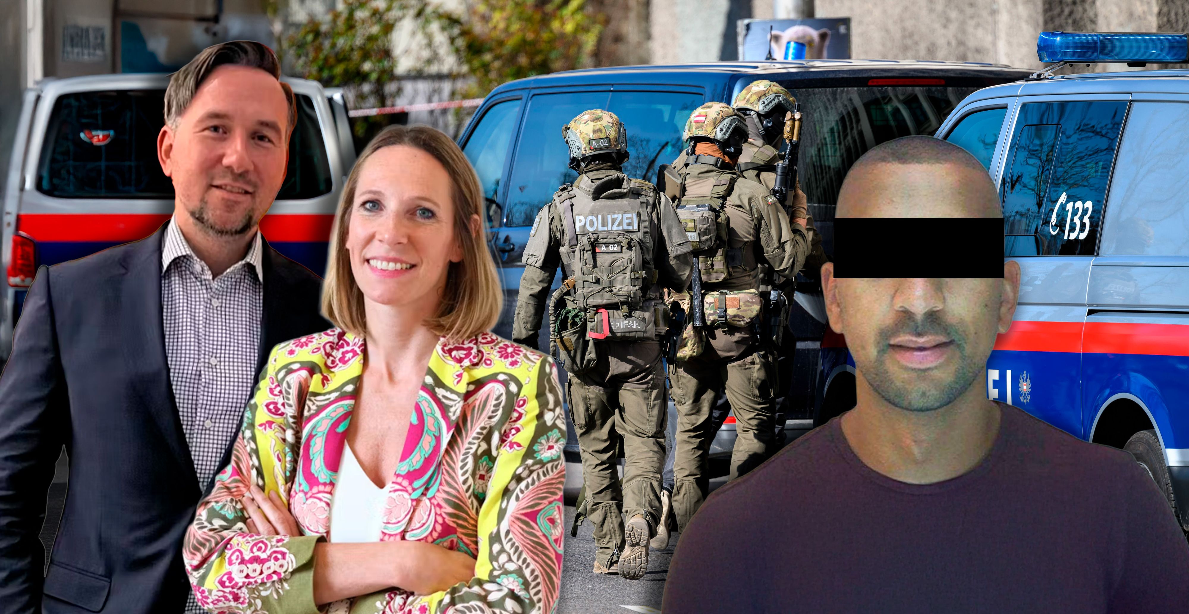 Eddie J. (r.) wurde in Wien geschnappt, er wird in seinem Überstellungsverfahren von den Anwälten Bettina Caspar-Bures und Norbert Piech vertreten.