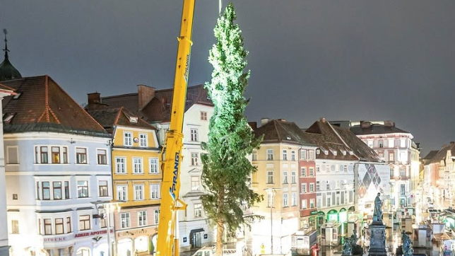 Heute.at - Grazer Christbaum ist bereits am Hauptplatz gelandet