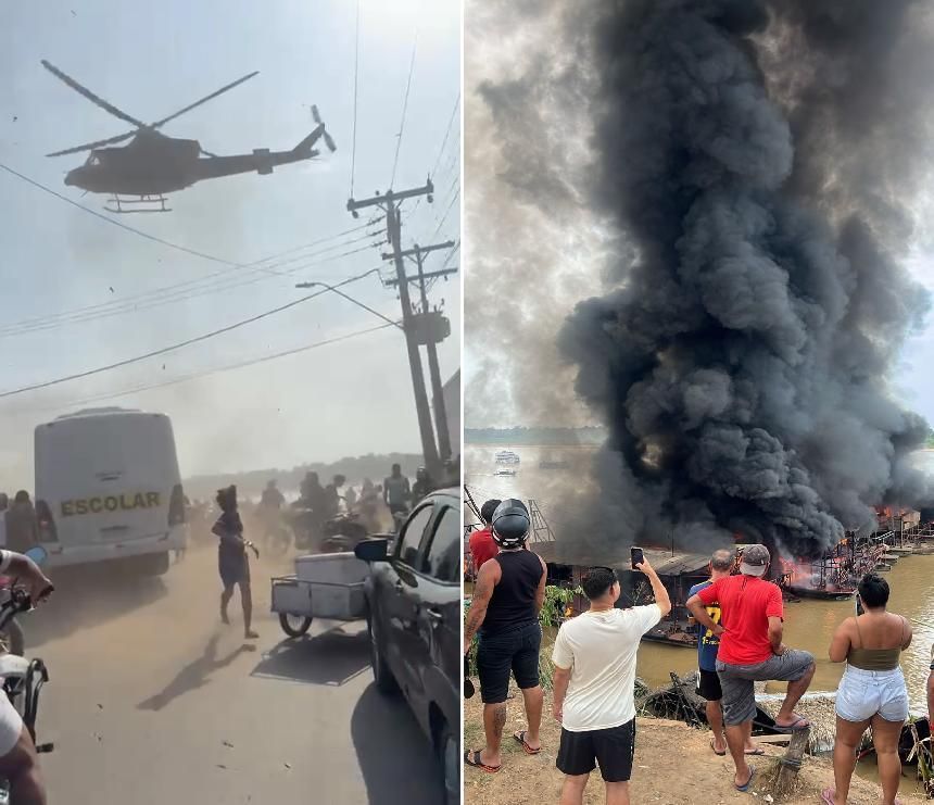 Panik bei Polizeieinsatz gegen illegale Goldgräber am Madeira-Fluss bei Humaitá, Brasilien, am 15. September 2025
