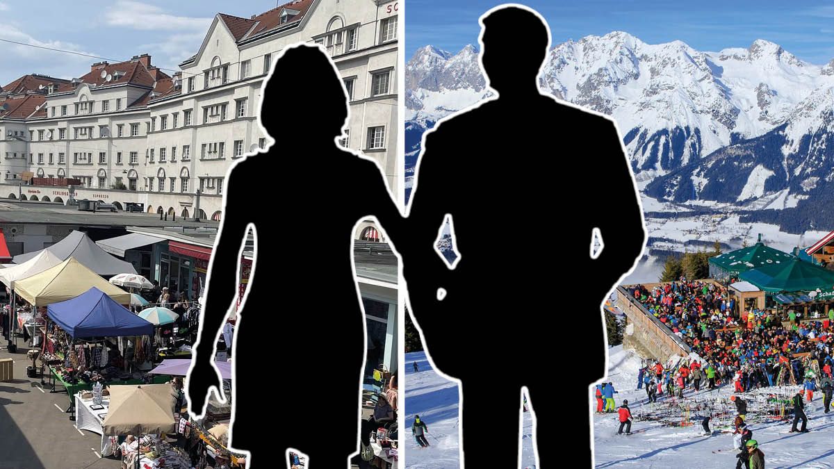 Es geht sich alles aus, für das Ehepaar: Wohnung in Floridsdorf (links), Urlaub am Dachstein (rechts).