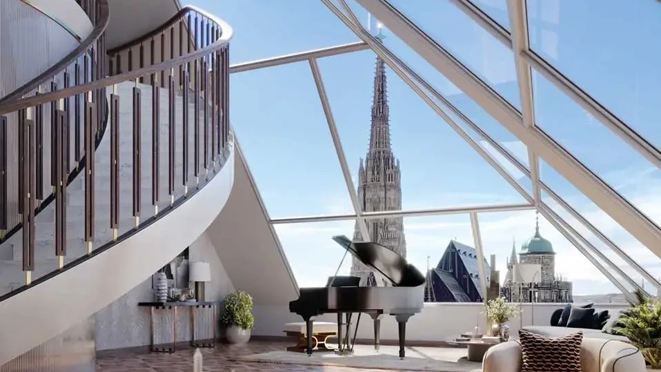 Luxus-Lounge mit Blick auf den Steffl: Das exklusive Hotel soll alle Stückeln spielen