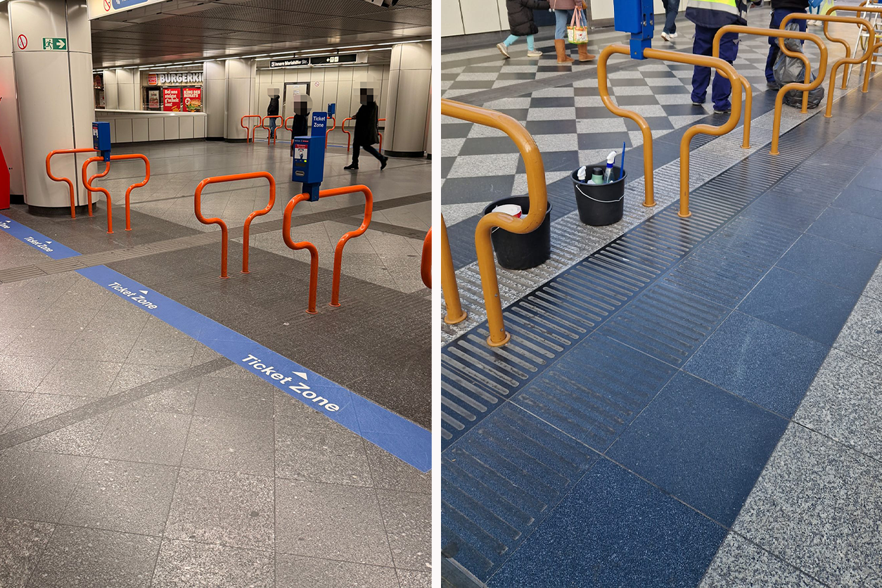 Nach einer Test-Phase werden die Bodenmarkierungen am Westbahnhof entfernt.