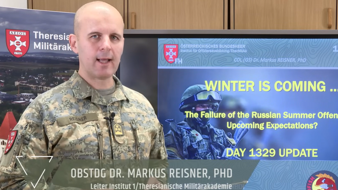 Oberst Markus Reisner bei einer Ukraine-Analyse für das Bundesheer Ende Oktober 2025.