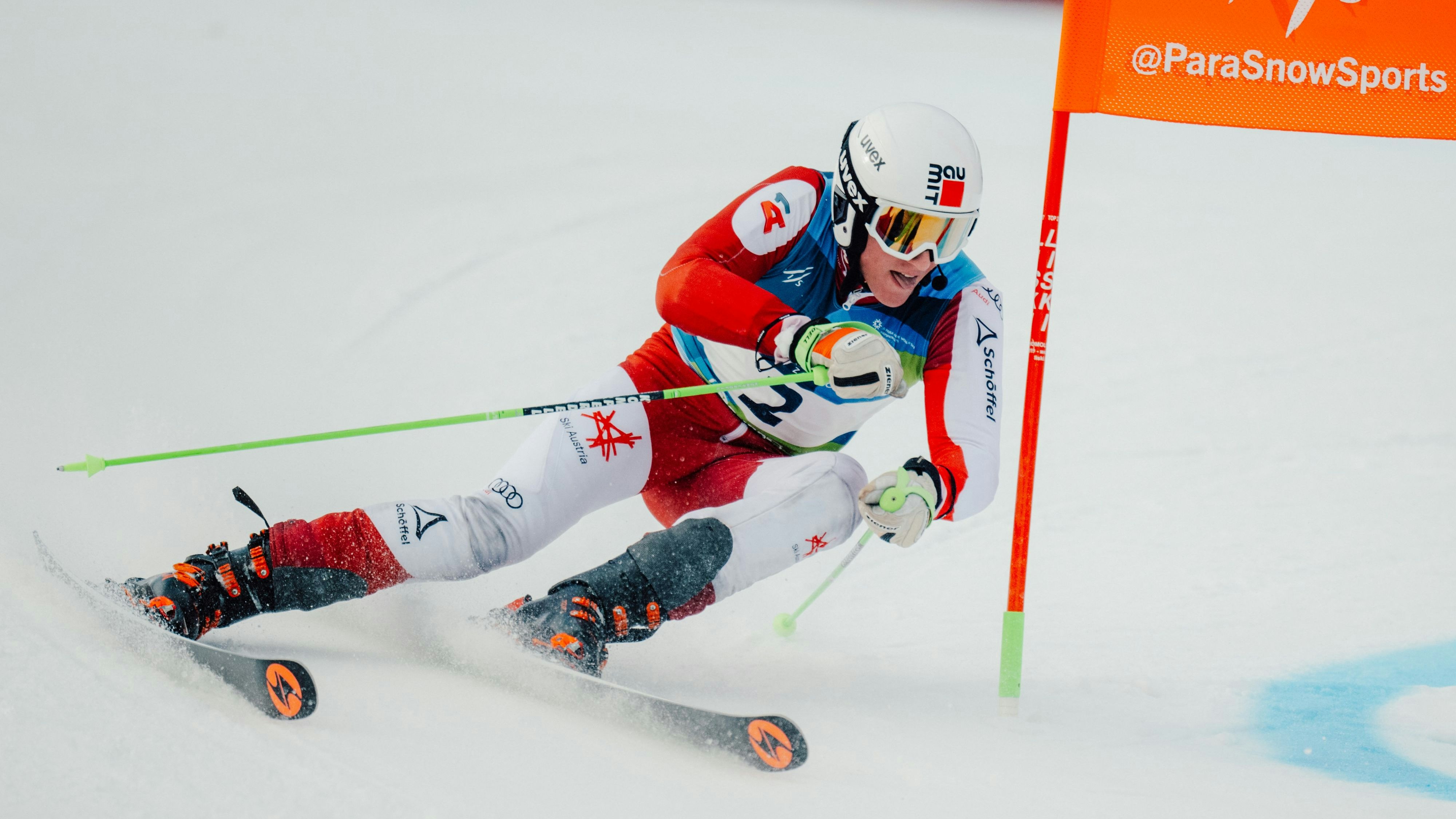 MARIBOR,SLOVENIA,09.FEB.25 - PARALYMPICS, ALPINE SKIING - FIS Para Alpine World Ski Championships Maribor 2025, giant slalom, men. Image shows Johannes Aigner (AUT). Photo: GEPA pictures/ Alexander Solc