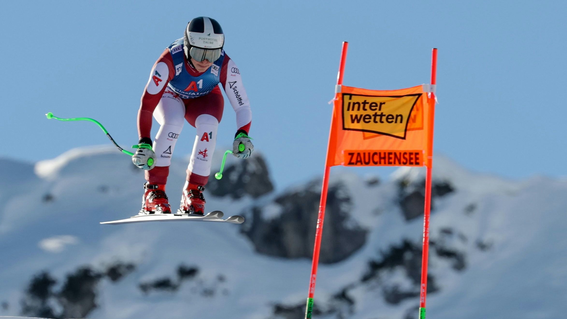 ALTENMARKT/ZAUCHENSEE,AUSTRIA,13.JAN.24 - ALPINE SKIING - FIS World Cup, downhill, ladies. Image shows Emily Schoepf (AUT). Photo: GEPA pictures/ Gintare Karpaviciute