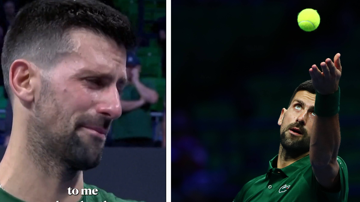 Novak Djokovic weint.
