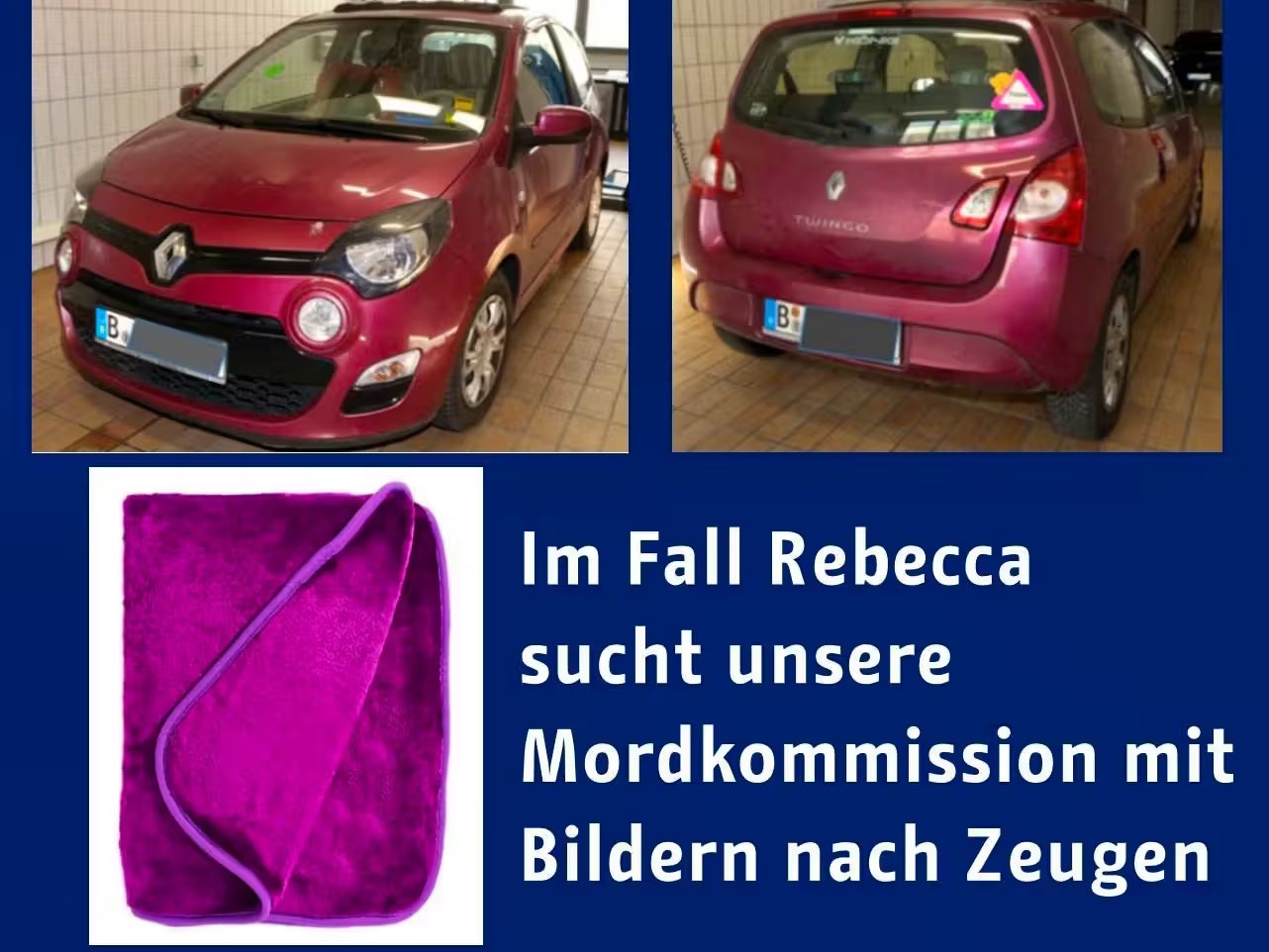 Dieser rote Renault Twingo des Tatverdächtigen wurde am Tag von Rebeccas Verschwinden gesehen.