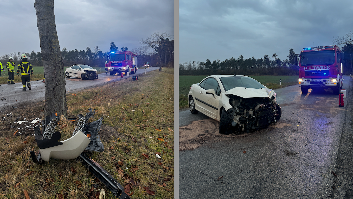 Unfall in Lassee: Junge Lenkerin wurde ins Spital gebracht