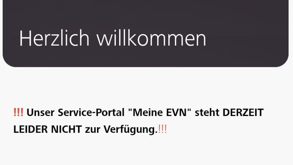 Das Service-Portal "Meine EVN" funktionierte am 8. November nicht.