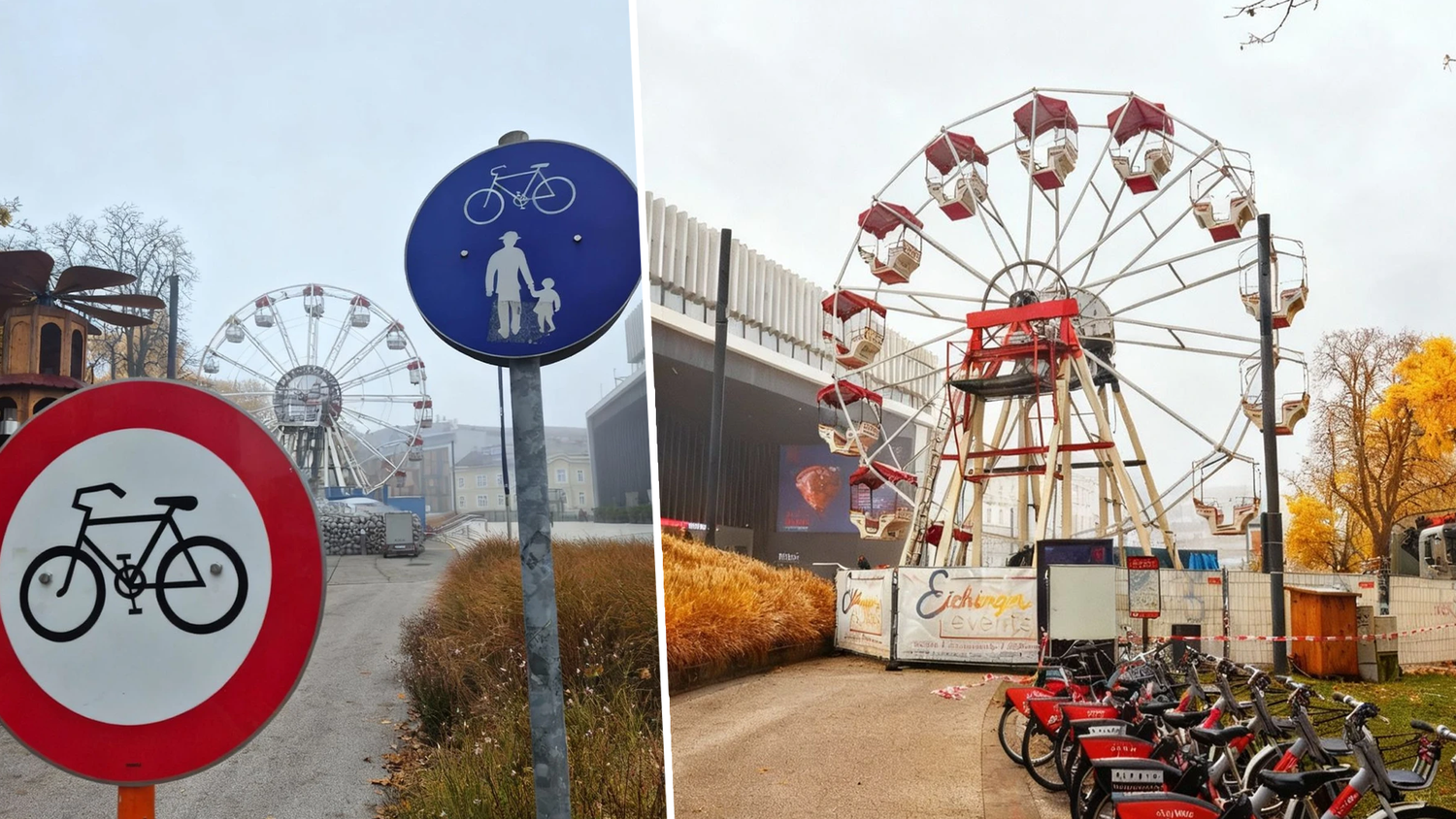 Das Riesenrad im Linzer Volksgarten steht heuer direkt auf dem Radweg.