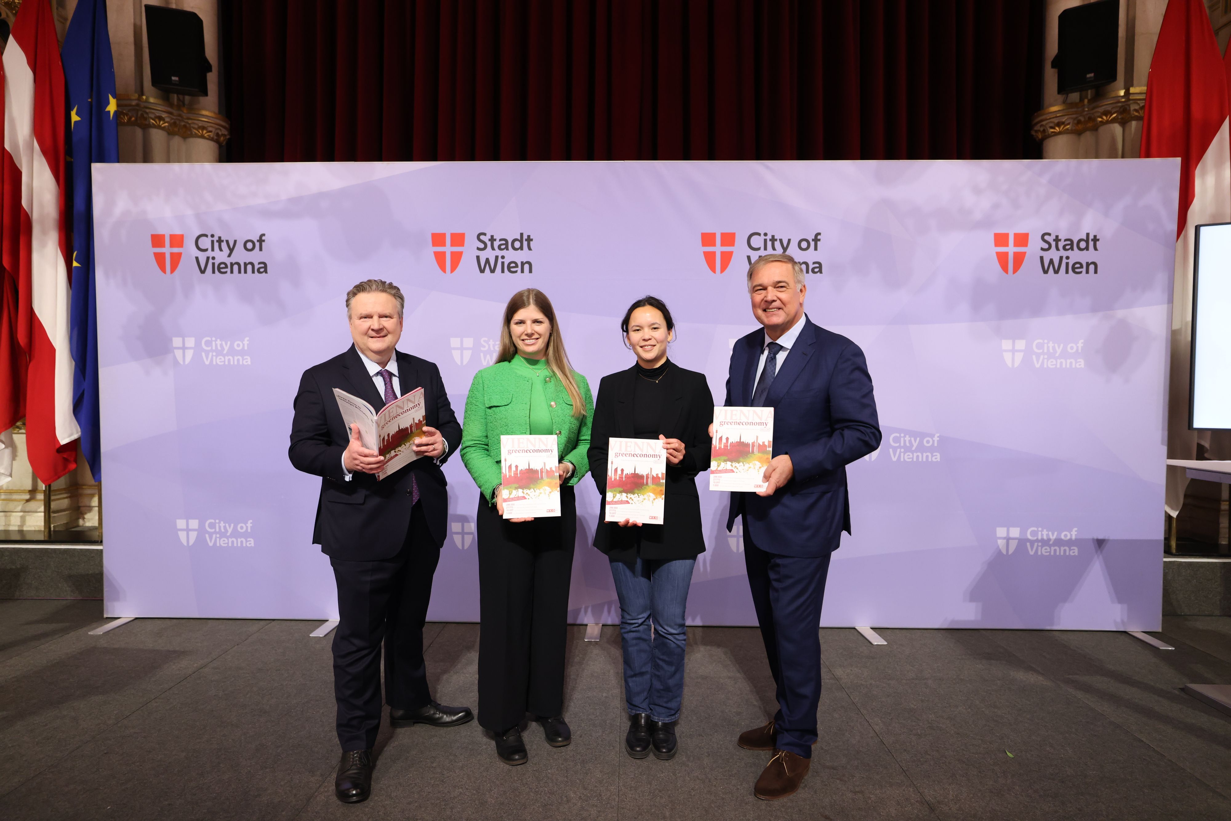 Bürgermeister Michael Ludwig, Verena Judmayer von Matr, Katrin Müller und WK-Präsident Walter Ruck.