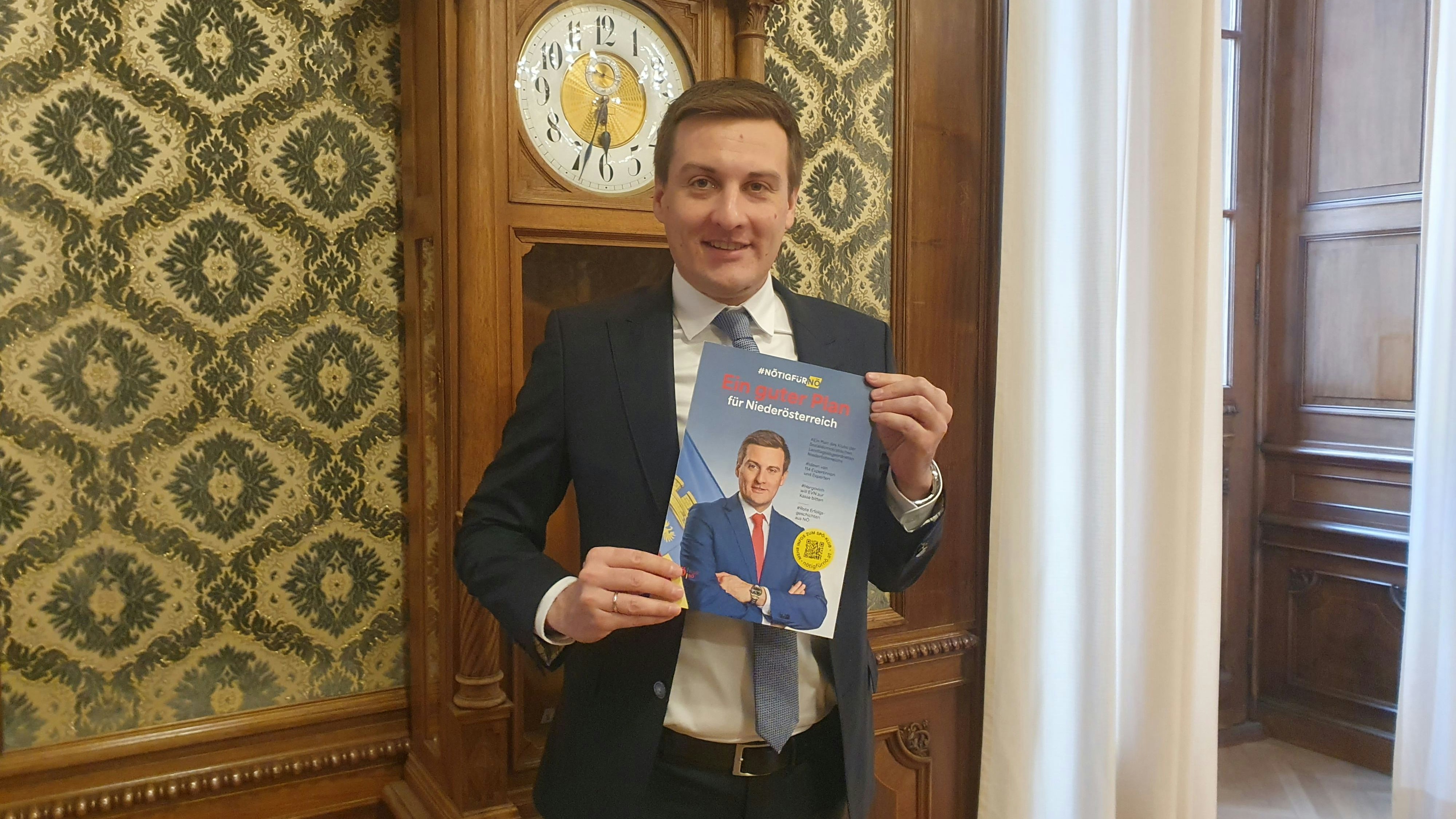 Sven Hergovich stellte den Plan im SPÖ NÖ-Klub im Palais Niederösterreich in der Herrengasse in Wien vor.