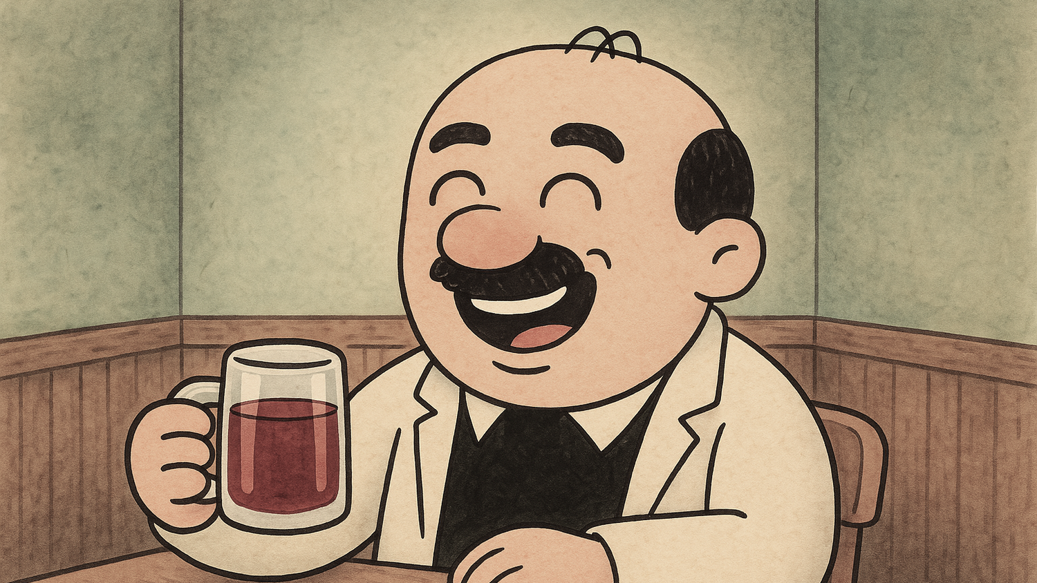 Komischer Kauz: Herlicek greift im Beisl gern zu einem stürmischen Herbstgetränk.