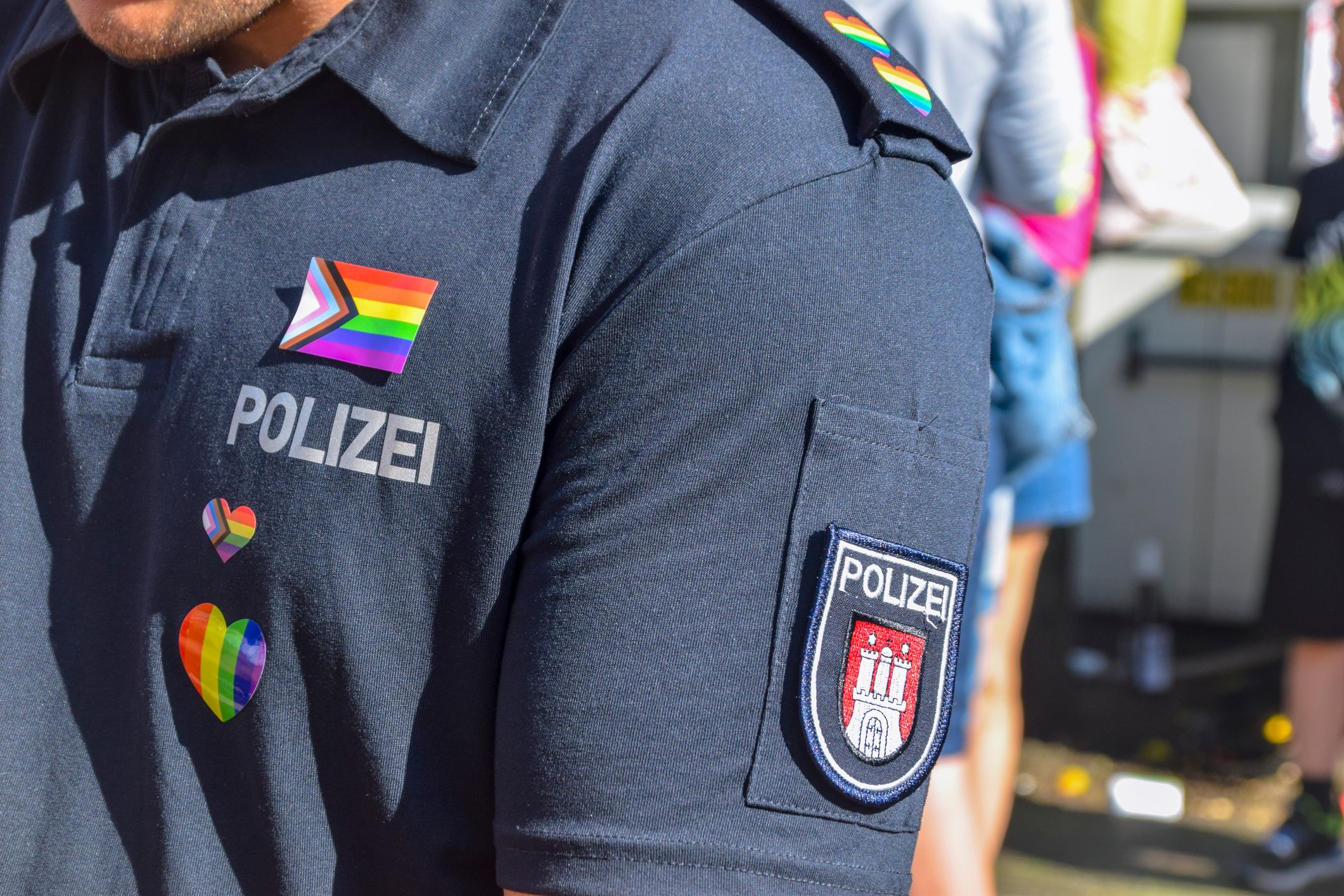 Ein deutscher Polizist während einer 