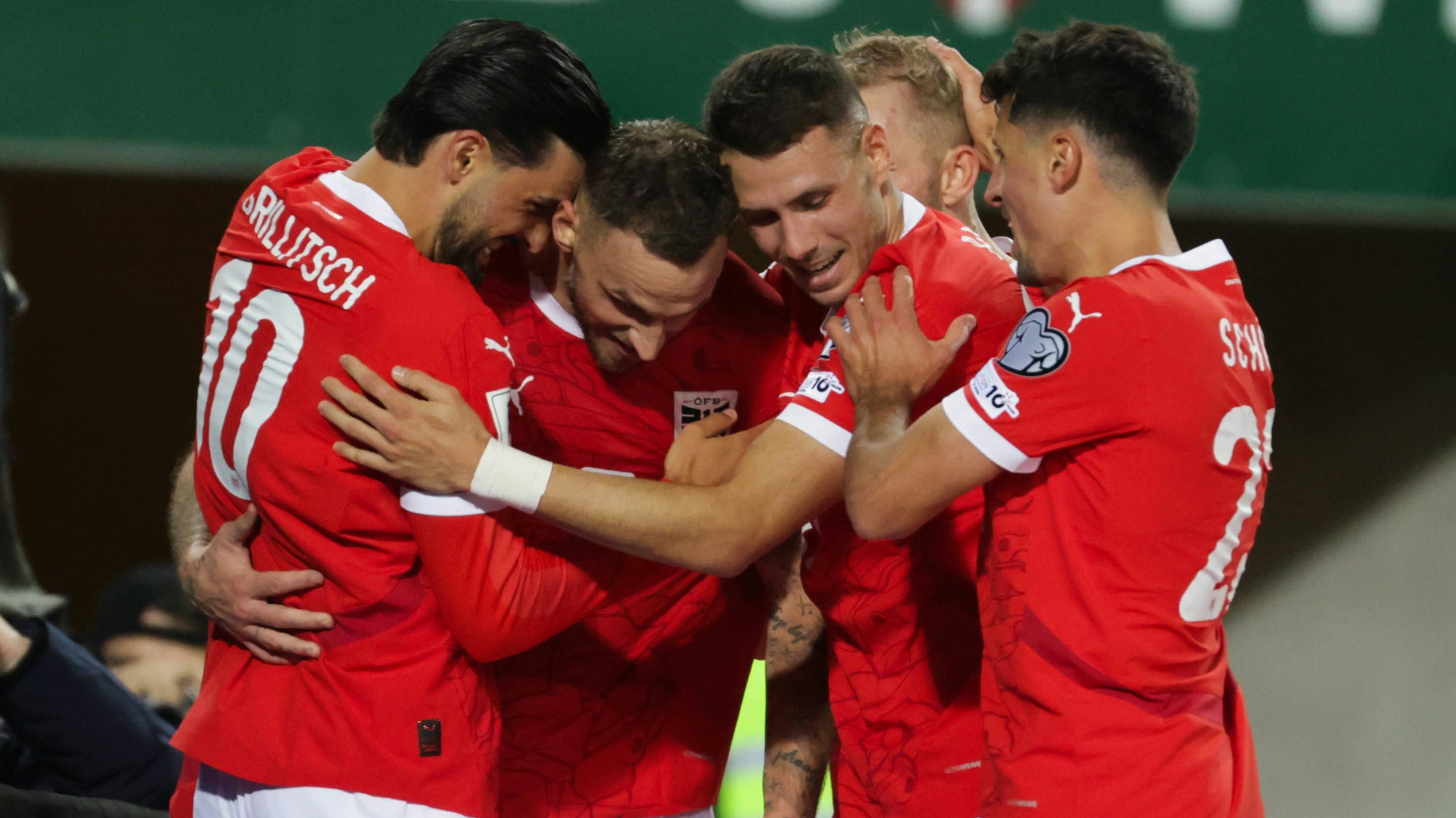 VIENNA,AUSTRIA,09.OCT.25 - SOCCER - FIFA World Cup 2026, European Qualifiers, group stage, OEFB international match, Austria vs San Marino. Image shows the rejoicing of AUT. Photo: GEPA pictures/ David Bitzan