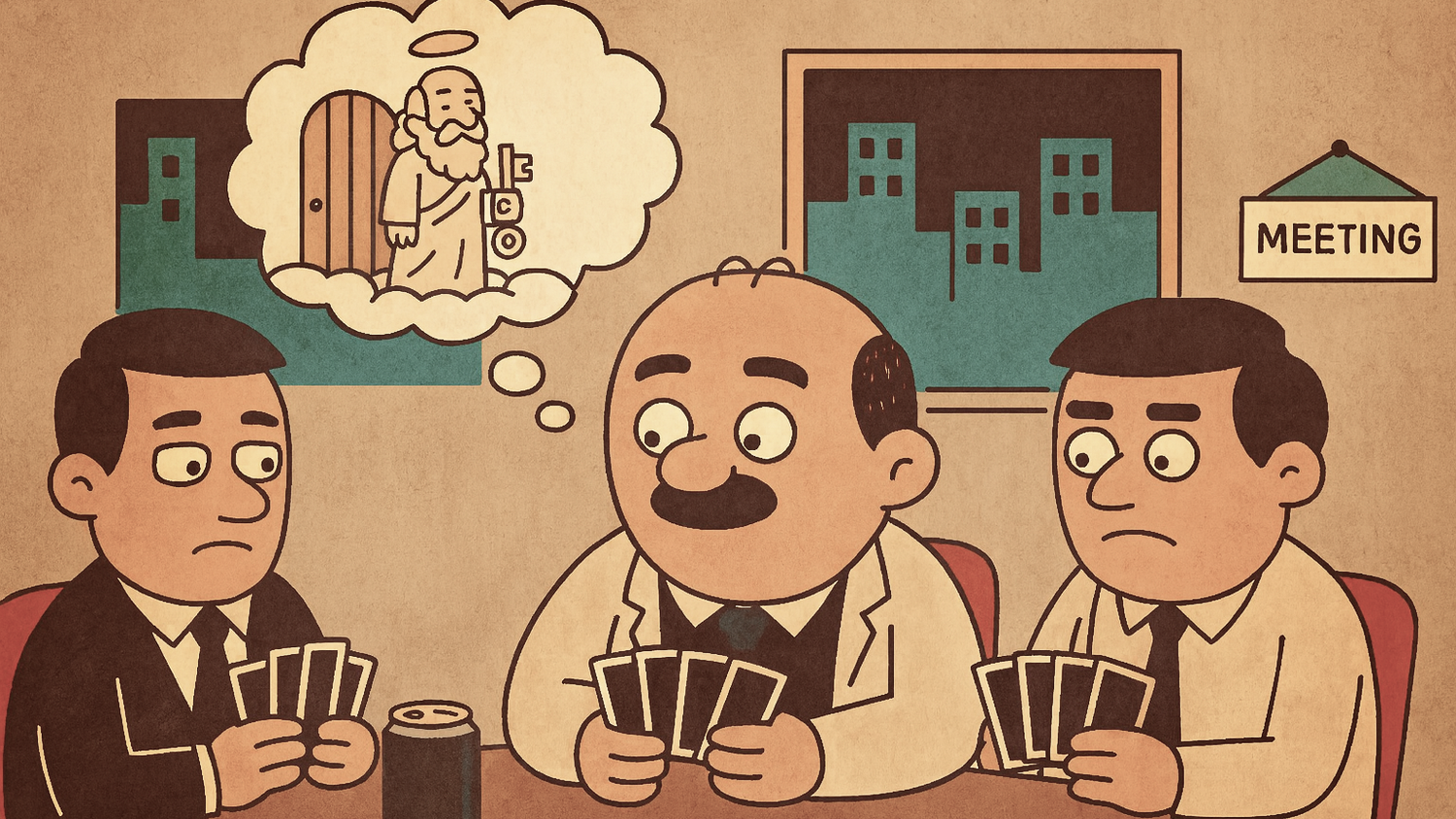 Komischer Kauz: Woran denkt Herlicek beim Kartenspielen mit Bürokollegen?