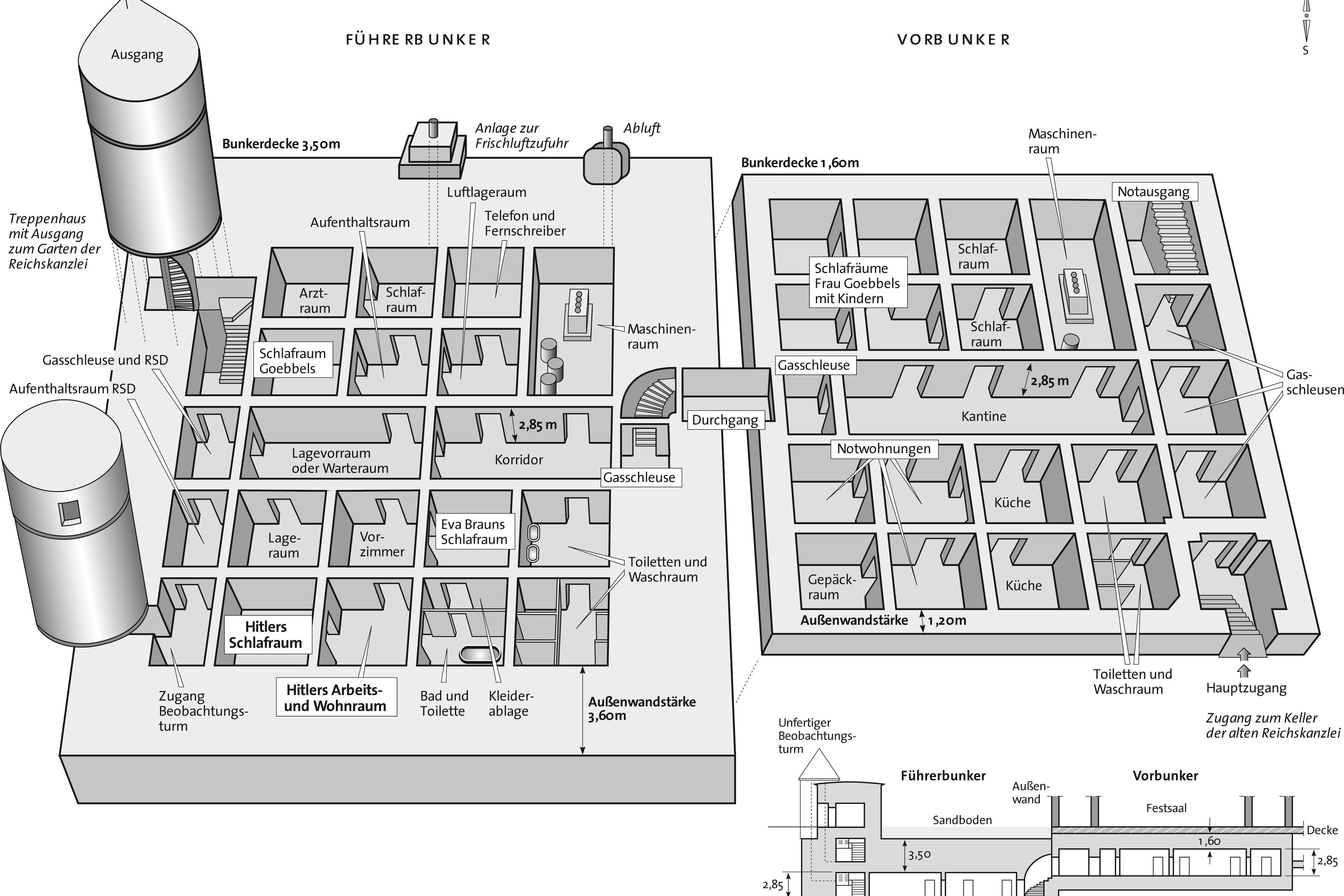 Grundriss des "Führerbunkers" in Berlin